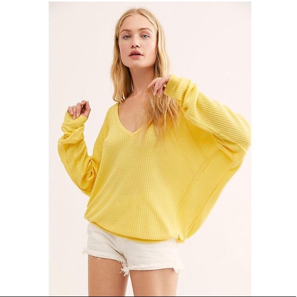 Free People Tops - Free People Santa Clara Yellow Thermal Top